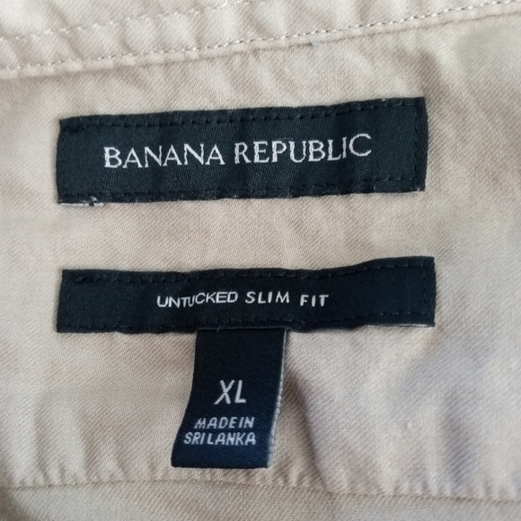 BANANA REPUBLIC Untucked Slim 100% Lightweight COTTON Khaki Tan Shirt | XL - Picture 9 of 9